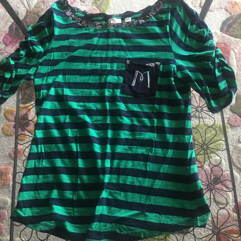 Anthropologie Striped M initial Shirt
